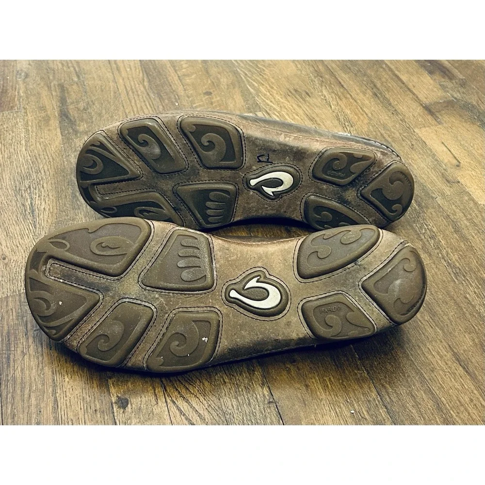 Olukai Moloa Men's Size 11 Slip On Leather Casual Comfort Shoes Brown